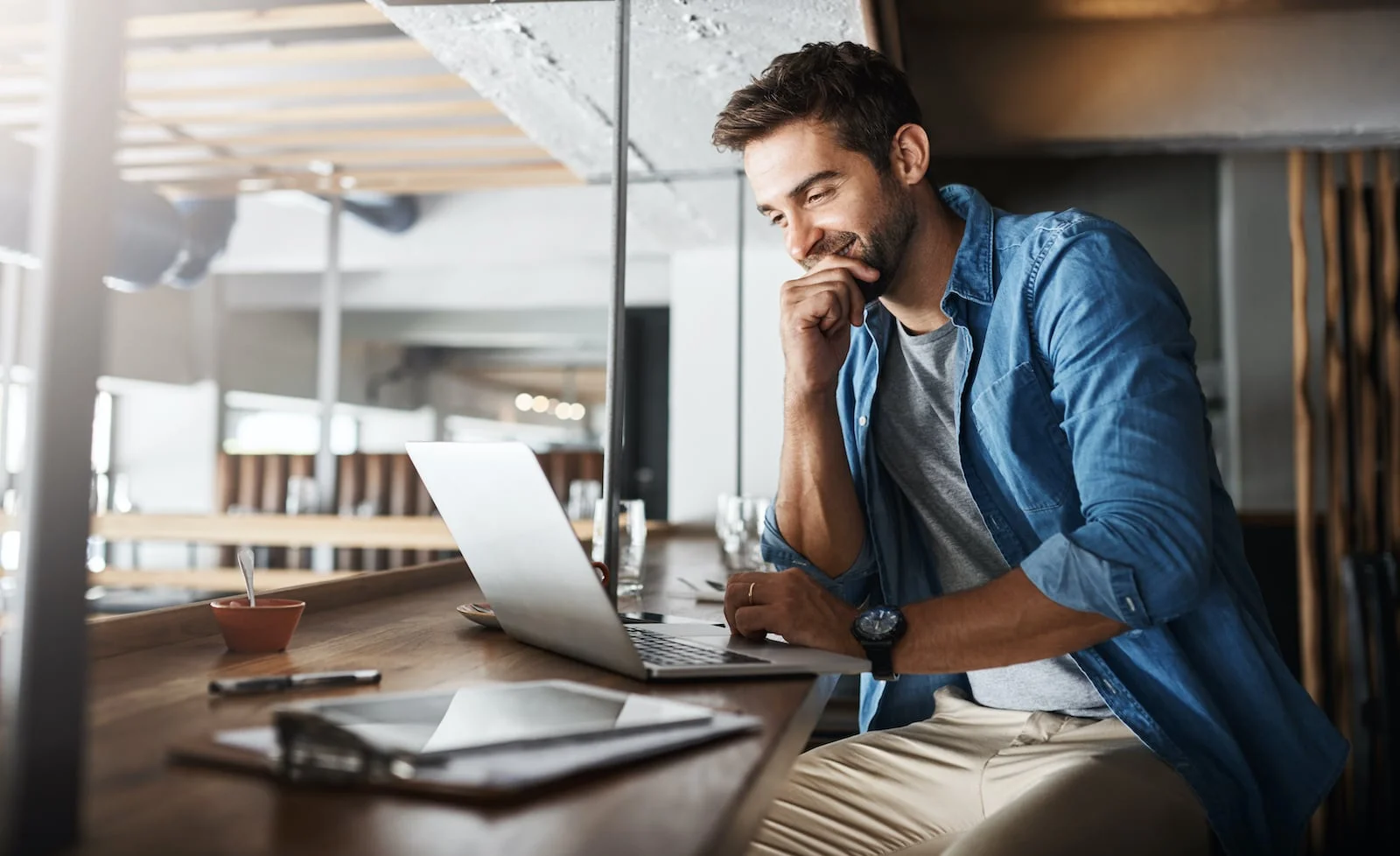 man on computer